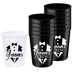 party婚礼单身派对新郎杯现货 Groom 可循环用塑料杯Cups for