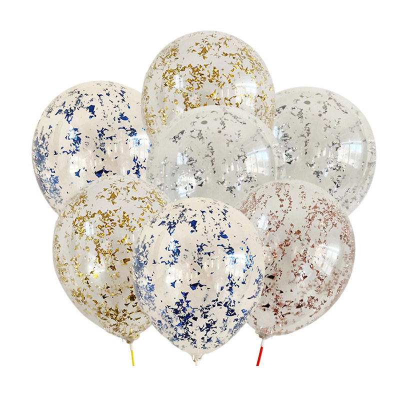 新品 铝箔亮片碎片碎屑透明气球生日派对装饰网红碎亮片气球