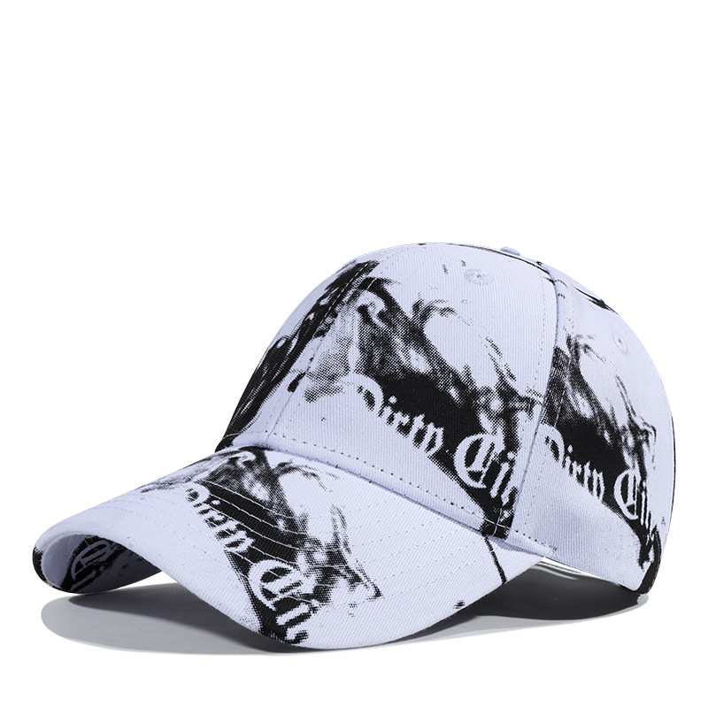 夏季欧美云烟棉质棒球帽男女士韩版涂鸦鸭舌帽青少年休闲防嗮帽