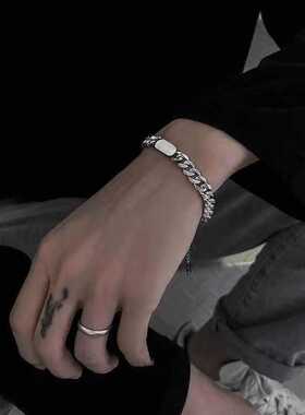 新款 钛钢古巴链手链男潮ins个性设计感男款简约冷淡风男士链条