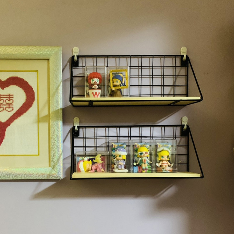 壁挂式盲盒收纳展示架带灯款防尘公仔柜子泡泡玛特展示盒手办架子