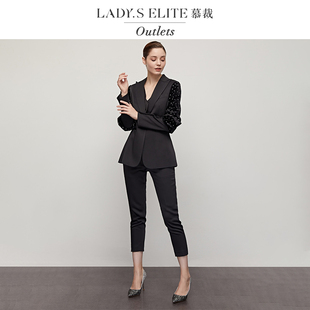 慕裁钉珠女士高级感重工高端黑色西装外套女2025新款修身显瘦西服