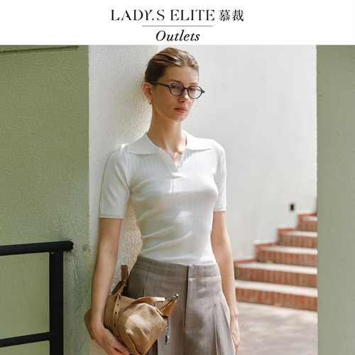 LadySElite冰丝针织短袖女上衣polo领衬衫2025夏季新款简约风修身