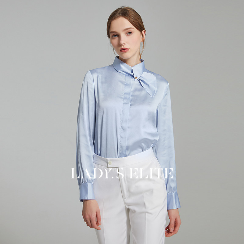 LadyS Elite 婴儿蓝领结式系带 衬衫直筒长袖纯色甜美灯笼袖 女装|ruв категории Женская одежда, рубашка - от Buy2taobao.com для оказания профессиональной услуги покупки агента Taobao