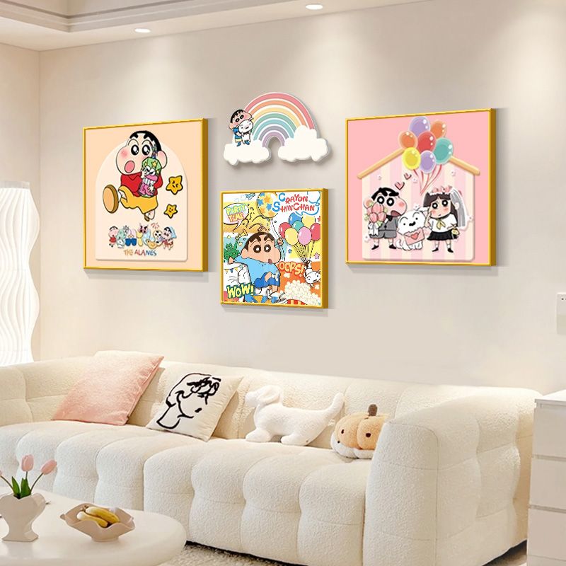 多巴胺蜡笔小新组合客厅装饰画