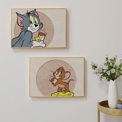 猫和老鼠极简电表箱装饰画卡通创意餐厅遮挡配电箱电闸强弱电箱画