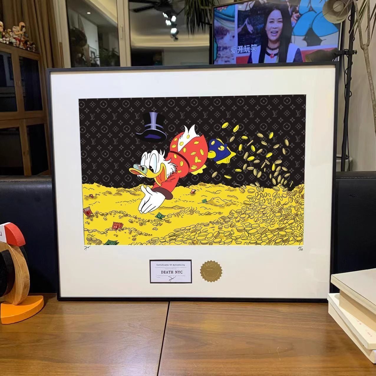 发财唐老鸭装饰画客厅画玄关卧室潮流卡通现代艺术书房办公桌摆画
