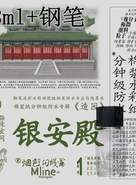 【笔墨套装】银安殿（绿色系防水）18ml+钢笔 棉浆纸专用钢笔淡彩墨水速干《造园》花鸟画石绘山画竹水彩专用