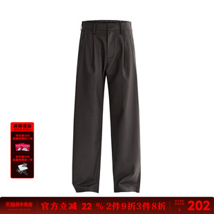 裤 REDCHARCOAL红炭深灰色叠褶垂感直筒西裤 男西装 休闲裤 子 夏新款