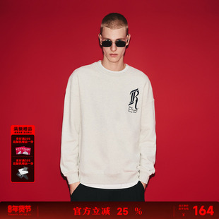 REDCHARCOAL红炭暖花灰基础R标圆领卫衣男秋新款潮牌宽松男士上衣