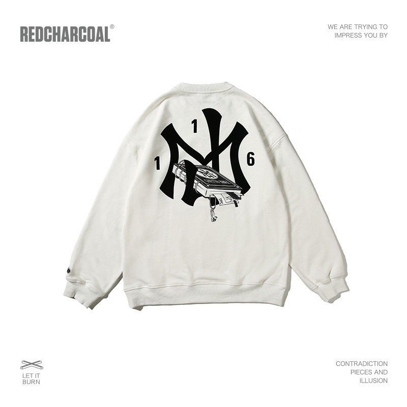 REDCHARCOAL x 顽童MJ FRESH GANG HIPHOP圣经白色圆领卫衣