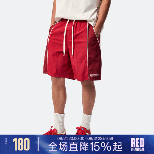 REDCHARCOAL红炭红色运动短裤