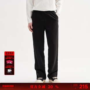 男秋季 宽松裤 新品 长裤 子 松紧腰直筒男士 REDCHARCOAL红炭黑色西裤