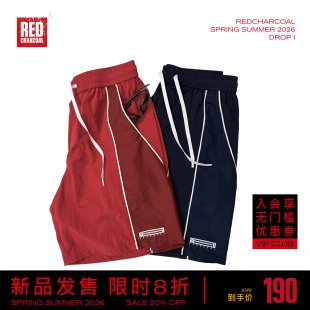 拼接撞色运动短裤 休闲裤 男夏季 透气篮球美式 薄款 REDCHARCOAL红炭