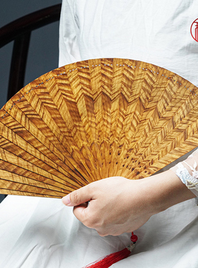 金丝楠木扇子复古风中国风手工折扇舞蹈扇夏天男女式汉服装饰文玩