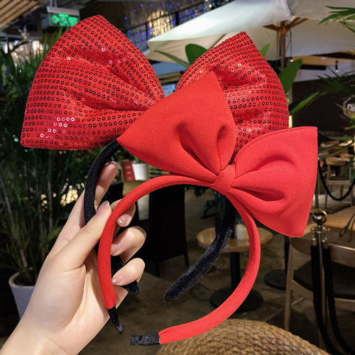 儿童红色白雪公主女孩蝴蝶结头饰