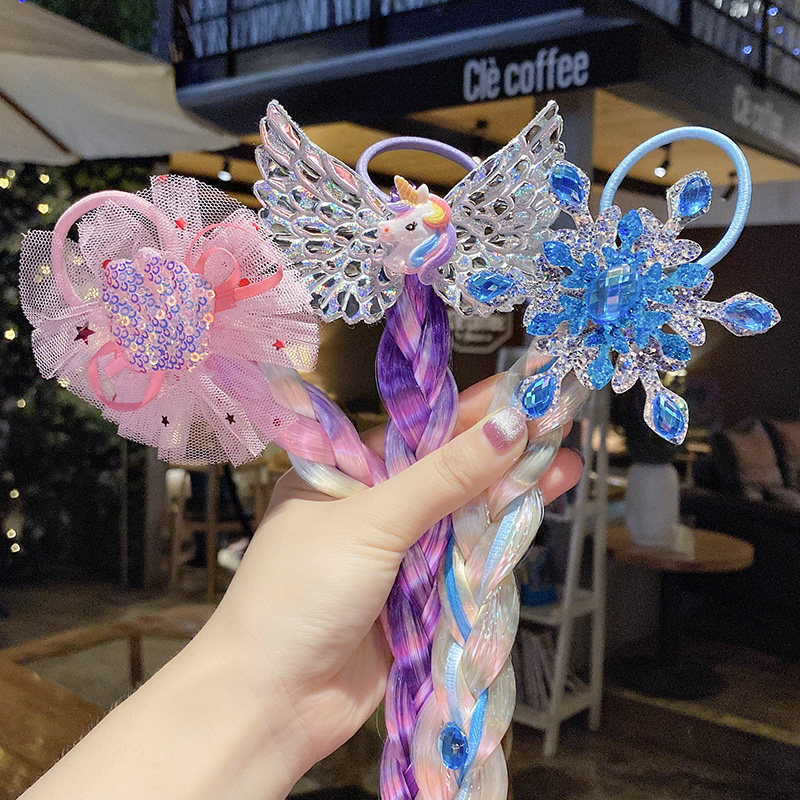 2021新款冰雪奇缘儿童假发扎艾莎辫子绳辫子皮筋编发女童爱莎头发