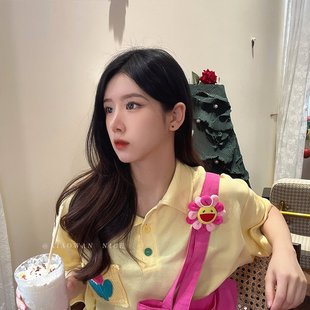 史迪仔毛绒公仔别针少女心太阳花胸针日系情侣包包卡通小挂件配饰