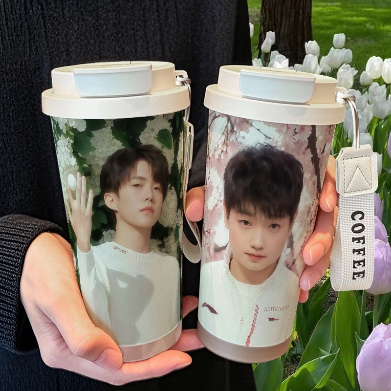 孙颖莎王楚钦周边保温杯不锈钢学生高颜值吸管双饮大容量咖啡水杯