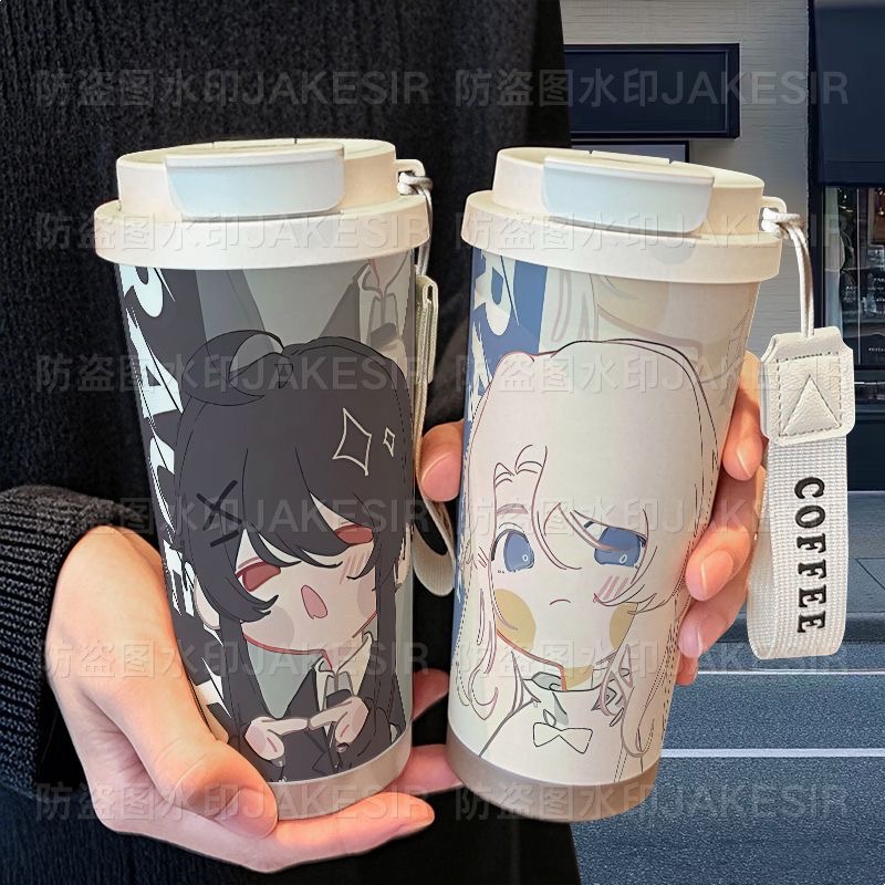 惊封塔维尔白柳保温杯不锈钢学生高颜值吸管双饮大容量咖啡水杯女