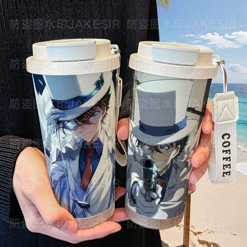 怪盗基德动漫保温杯不锈钢学生高颜值吸管双饮大容量咖啡水杯