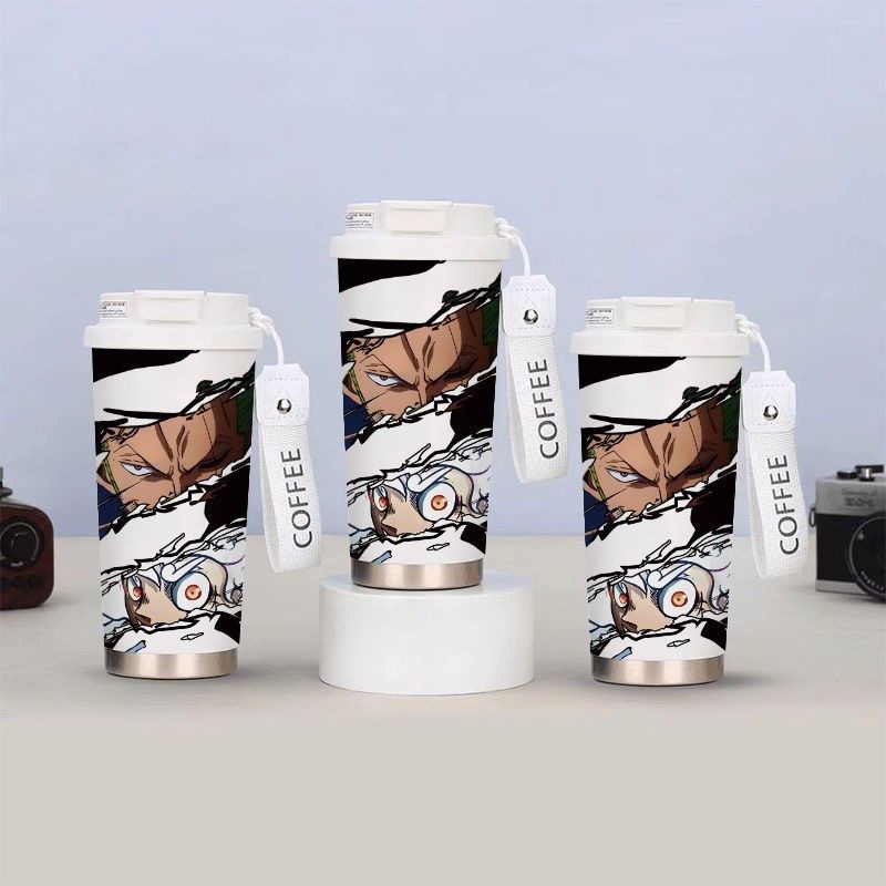 海贼王路飞校园爆款咖啡杯小众高颜值耐高温不锈钢保温杯吸管杯