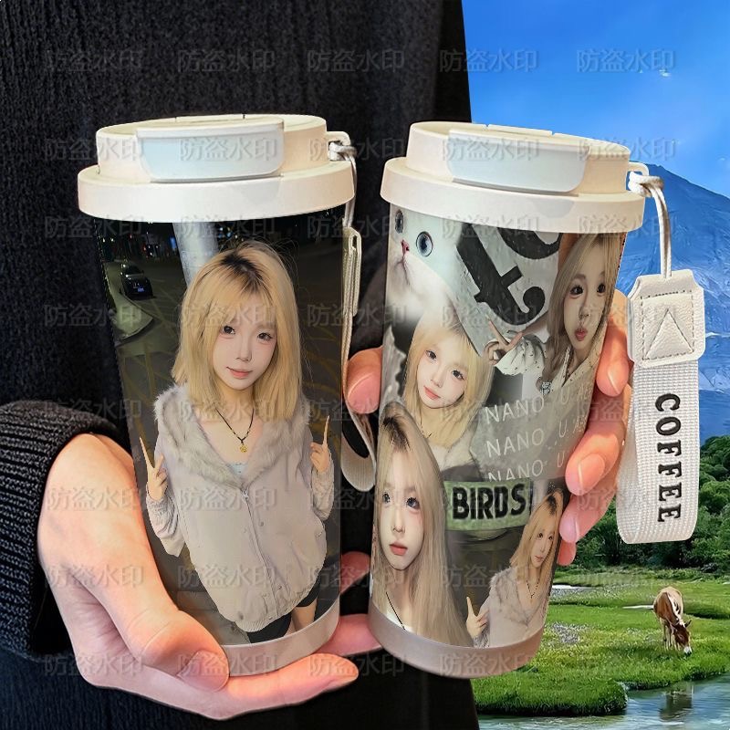 小佳琪网红高颜值保温杯学生吸管大容量316不锈钢车载咖啡杯