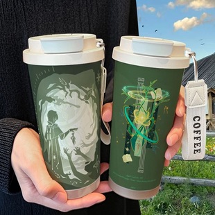 崩铁那刻夏元素保温杯不锈钢学生高颜值吸管双饮大容量咖啡水杯