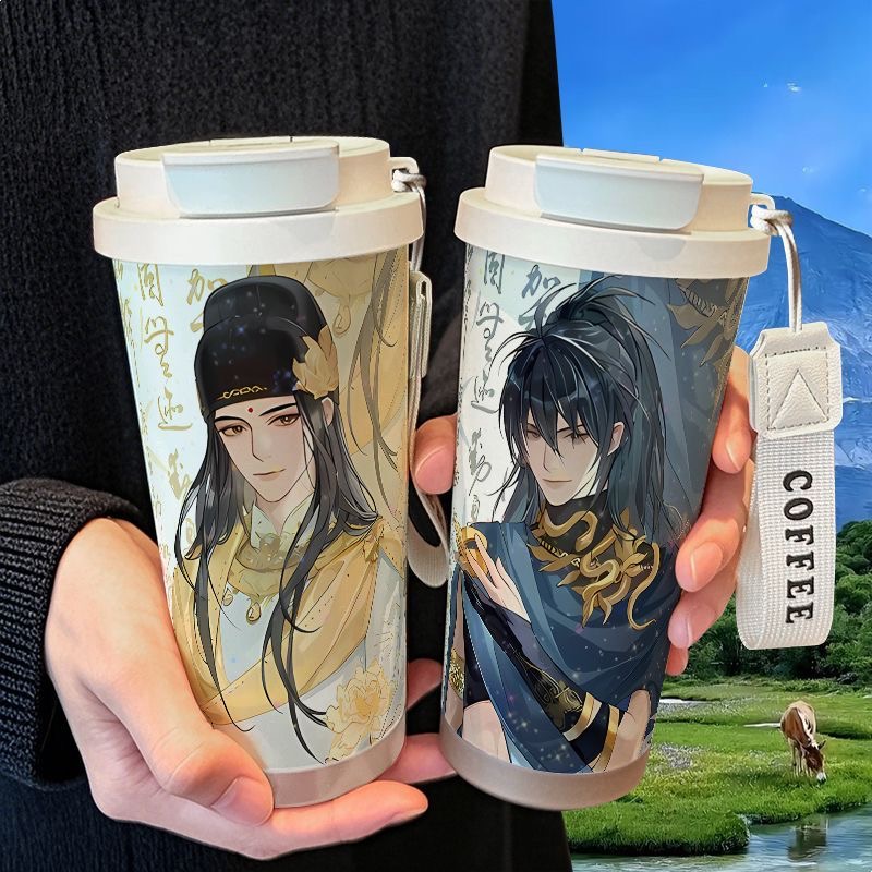 薛洋金光瑶二次元保温杯学生吸管大容量316不锈钢车载咖啡杯