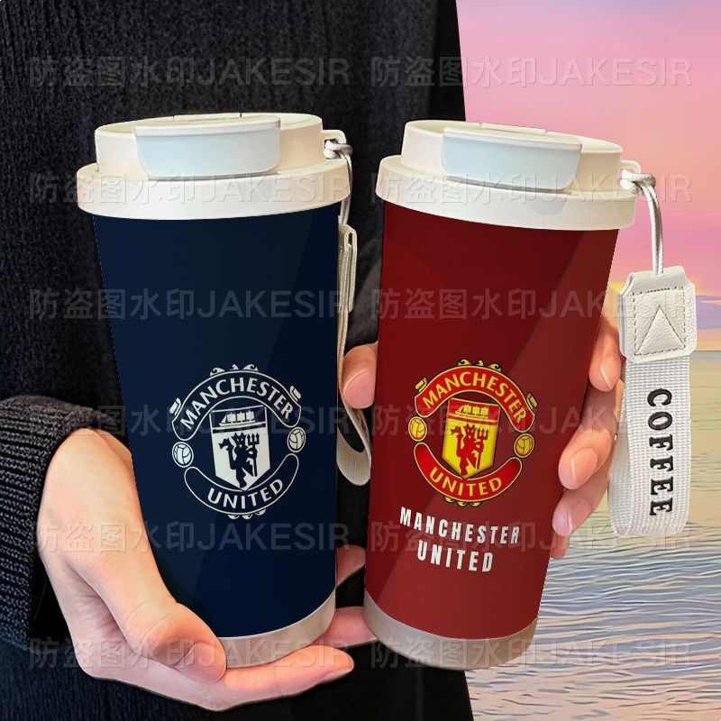 足球球队曼联周边保温杯316不锈钢大容量吸管水杯车载咖啡杯男女