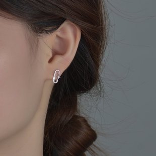 潮独特耳环耳饰 925纯银耳钉女C形小众设计感轻奢ins风2025年新款