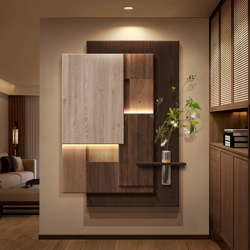 2025新款玄关带灯装饰画入户正对门水培绿植挂画走廊过道尽头壁画