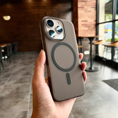 适用于苹果16手机壳磁吸款 软壳MAGSAFE车载无线充电增强磁力背面纹理防滑防摔大孔16PROMAX全包镜头磨砂简约