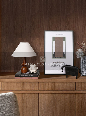 中古风样板间客厅书房桌面摆件售楼部家具展厅装饰品组合仿真花艺