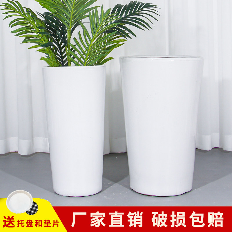 白色2024新款陶瓷花盆家用客厅特大号大口径种树简约个性摆件阳台