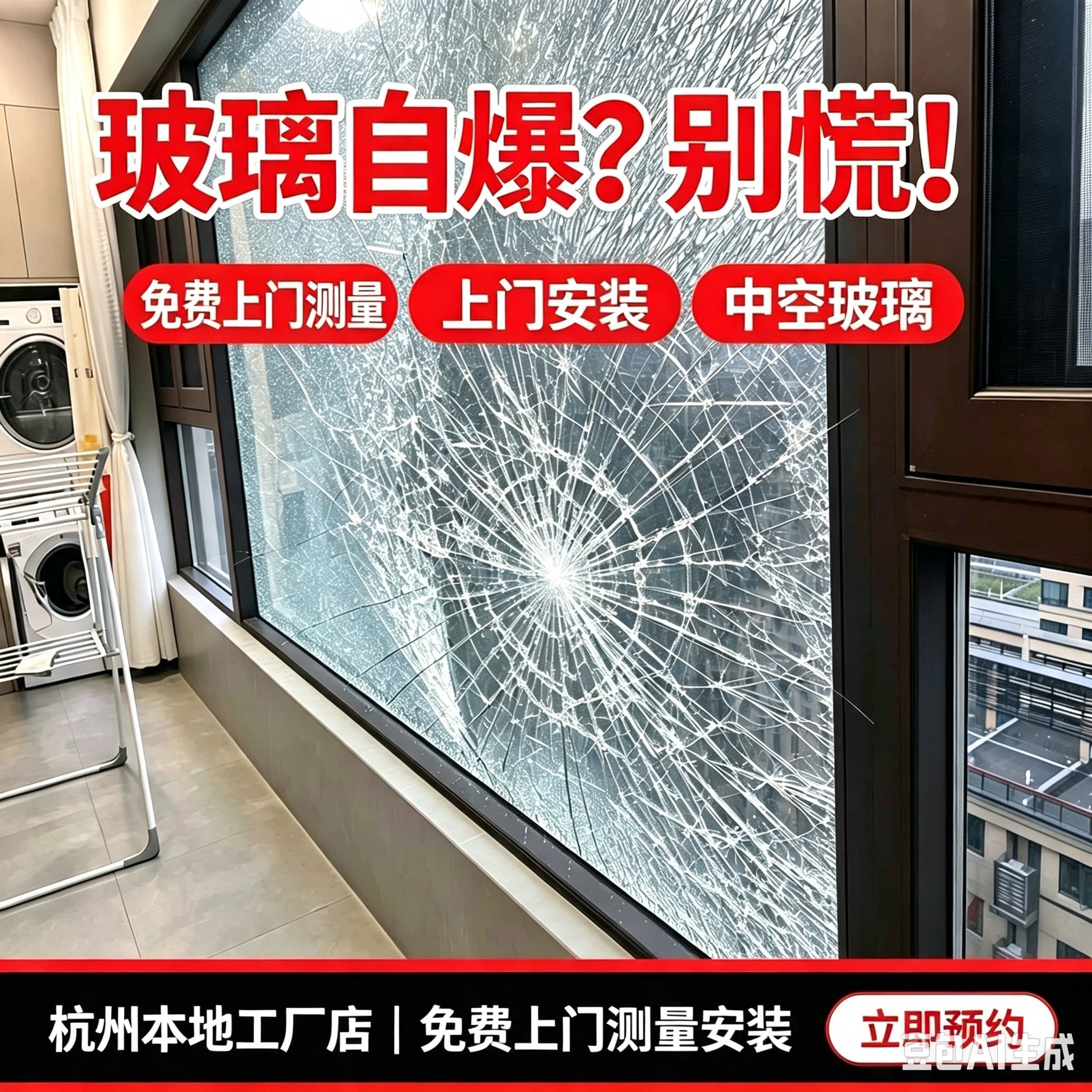 杭州全屋玻璃更换 系统窗断桥铝窗推拉窗维修 上门服务图片