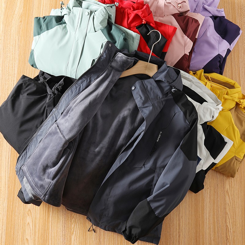 情侣款户外防风防水外套连帽秋冬