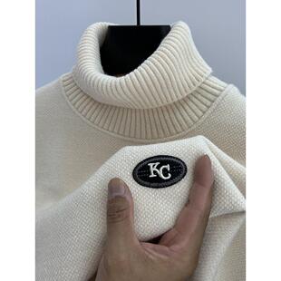 保罗正品雪尼尔加绒加厚毛衣男士高翻领一体绒针织线衣保暖打底衫