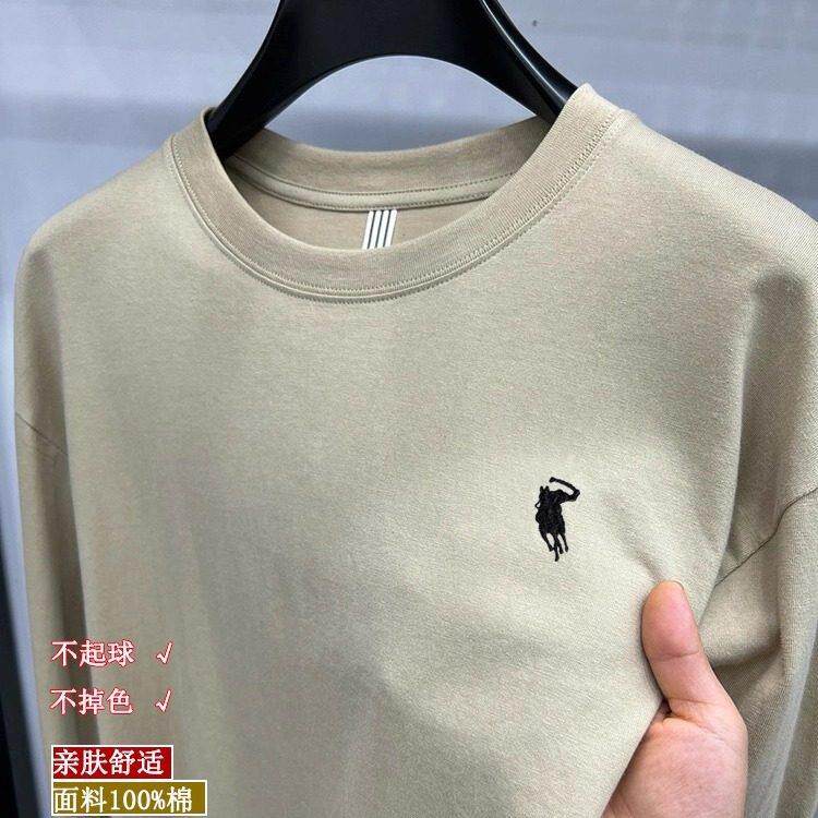 【100%棉】保罗男装T恤100%纯棉春秋款卫衣简约打底衫薄款