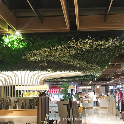 定制仿真阻燃植物墙防火背景墙户外绿植墙装饰塑料草皮墙面装饰