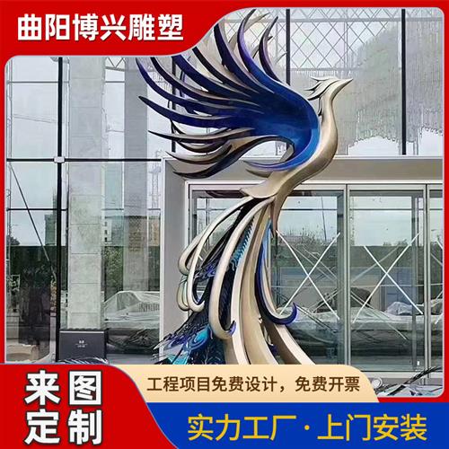 不锈钢仿真孔雀雕塑爱情主题情侣系列金属彩色动物孔雀摆件厂家