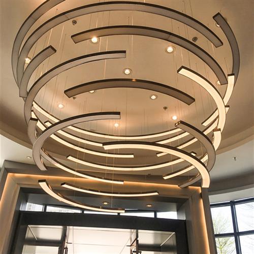 非标定制工程酒店大堂简约现代圈圈售楼部沙盘别墅圆形C吊灯定做