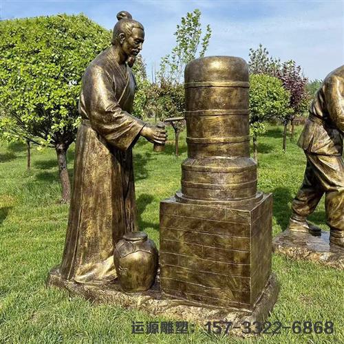 酒文化玻璃钢雕塑仿铜铸铜喝酒品酒制酒酿酒工艺流程大型人物摆件
