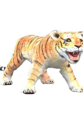 仿真动物老虎阻燃海绵硅胶粘毛静态美陈摆件陈设展览品动物厂家