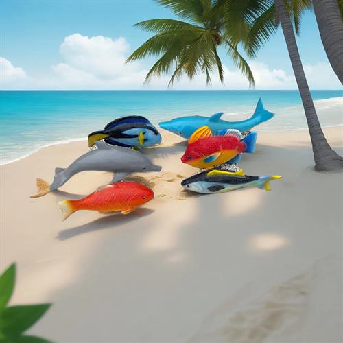 玻璃钢仿真海洋动物热带鱼章鱼螃蟹乌龟鳄鱼雕塑模型摆件水池装饰