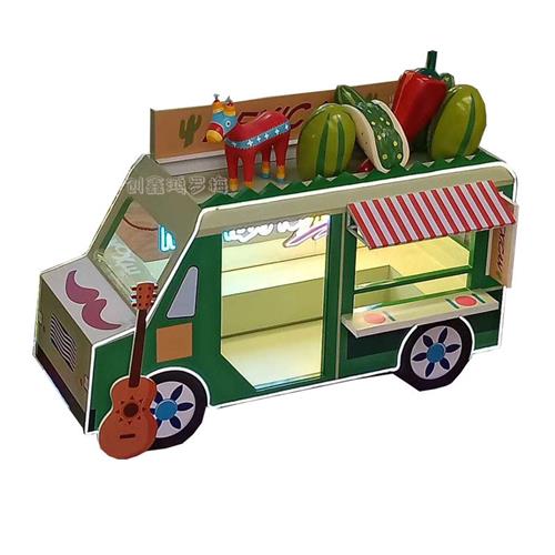 玻璃钢售卖小吃车商场美陈摆件IP点景观灯光美陈布置