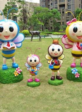 玻璃纤维蜜蜂雕塑模型卡通动物装饰幼儿园门装饰户外花园景区草图