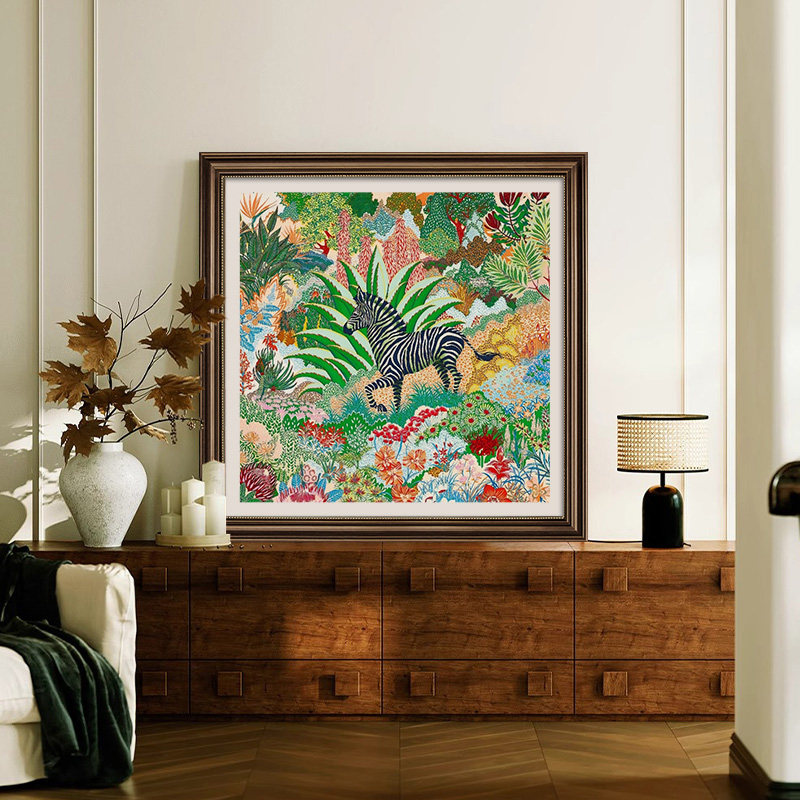 嘉年华丝巾美式玄关装饰画客厅沙发背景墙高级感小众餐厅花鸟挂画,家居饰品,现代装饰画,淘宝优惠券,粉丝福利购,淘宝优惠卷