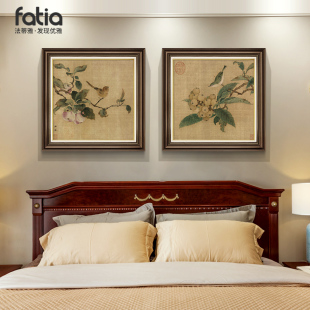 大气房间两联壁画高级感 主卧挂画复古油画欧式 卧室床头装 饰画美式