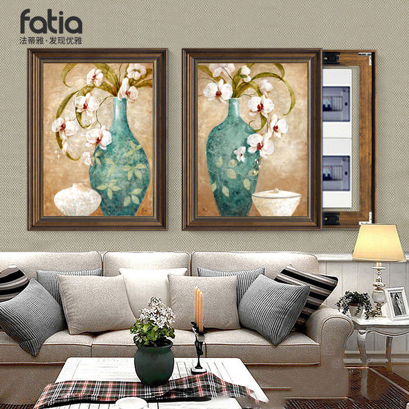 花瓶免打孔欧式风电表箱装饰画